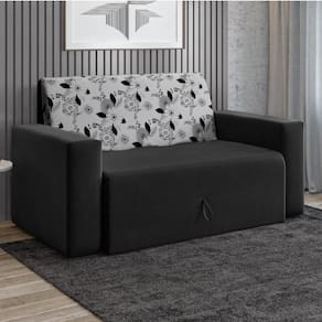 Sofá-cama 2 Lugares Pratik 5000 Suede Preto/Cinza