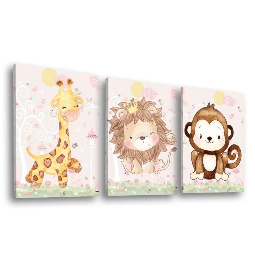 Conjunto De Quadros Trio Infantil Animais