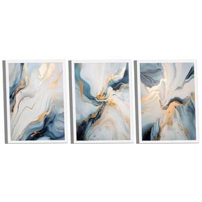 Conjunto De Quadros Trio Abstract Blue Gold -- Br Artes