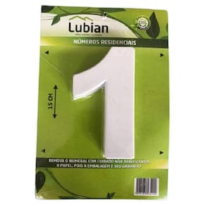 Numeral Um Plástico De Alta Resistência Abs 15 Cm Branco