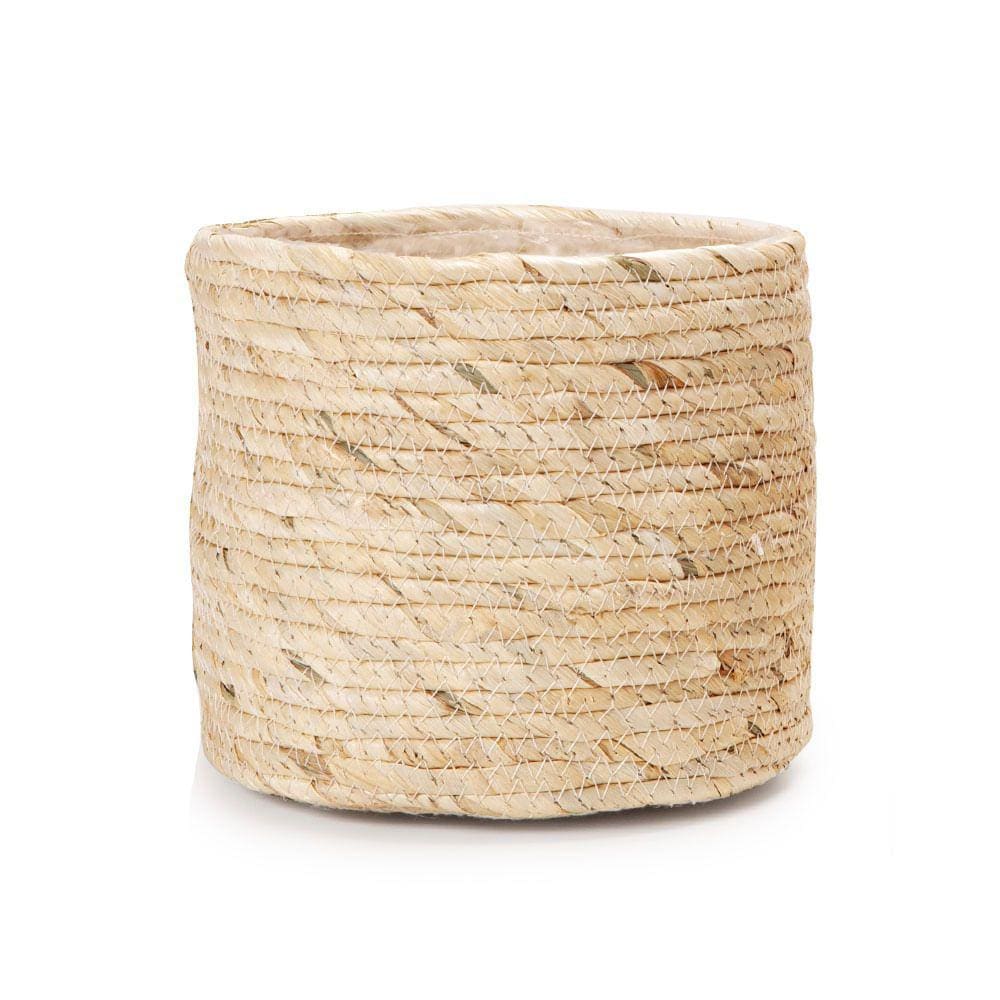 Cachepot em Fibra Natural Cesto Bege - 17cm