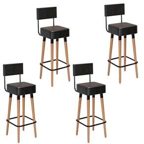 Kit 4 Banquetas Barcelona Cor Preto - Speciale Home Preto