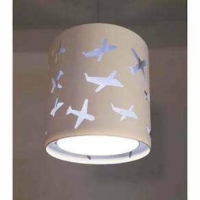 Lustre Pendente Infantil Aviões 25x25cm Azul / Branco