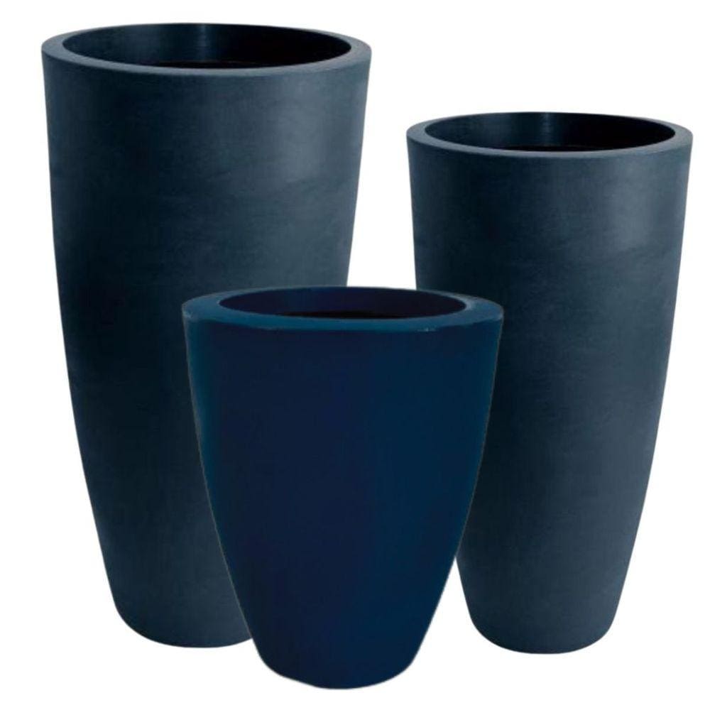 Vaso para Plantas Artificiais e Naturais Azul Macaúba 3un 70,50 e 30cm Vietnamita