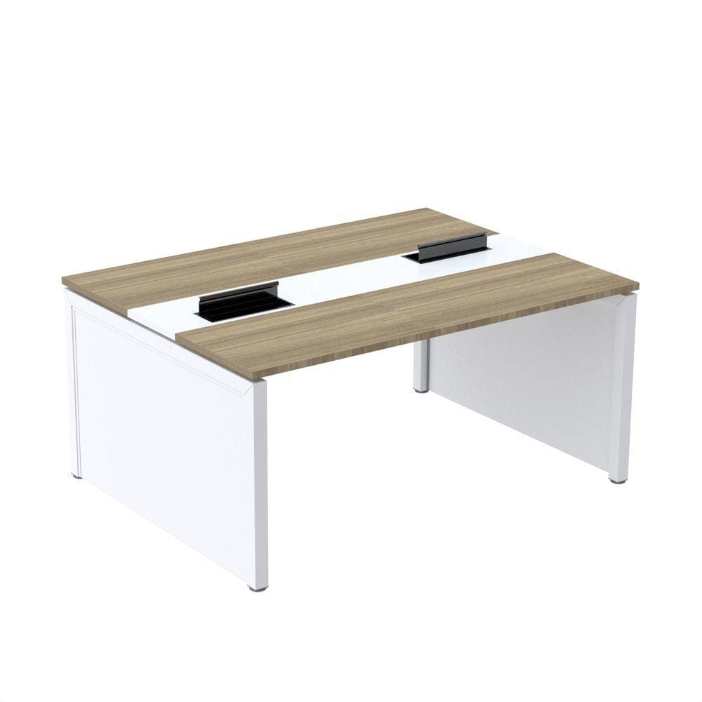 Mesa de Plataforma Dupla para 2 Pessoas Corporativa 110x140/2p Noce Naturalle/Branco