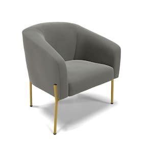 Poltrona Pé de Ferro Dourado Sala de Estar Stella Suede D03 - D`Rossi
