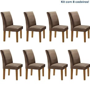 Conjunto 8 Cadeiras Estofadas Espanha Ypê/Marrom