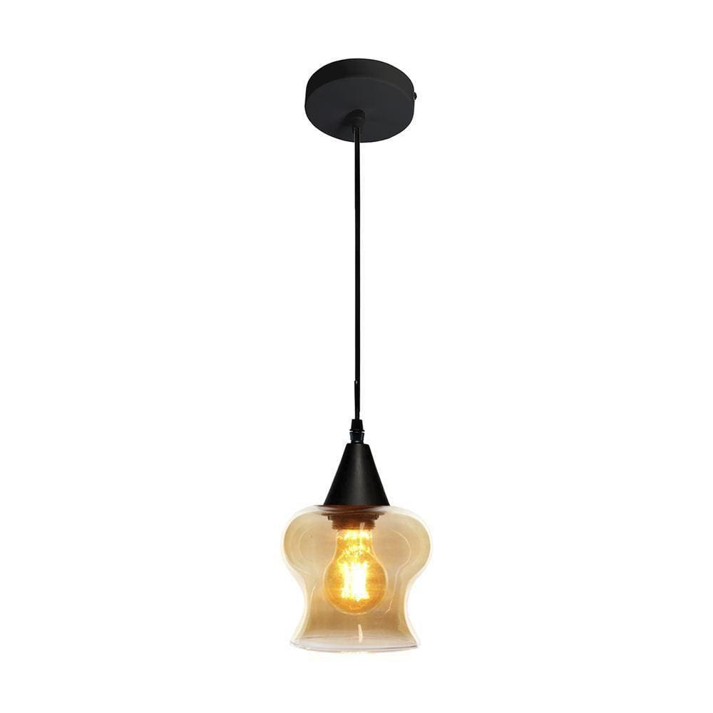 Lustre Pendente Taschibra Aisha Liso E27 Conhaque Bivolt Preto