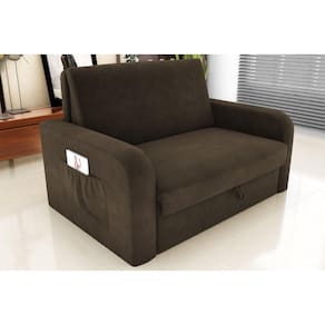 Sofá Cama Daiane Suede Cappuccino B255 - Matrix