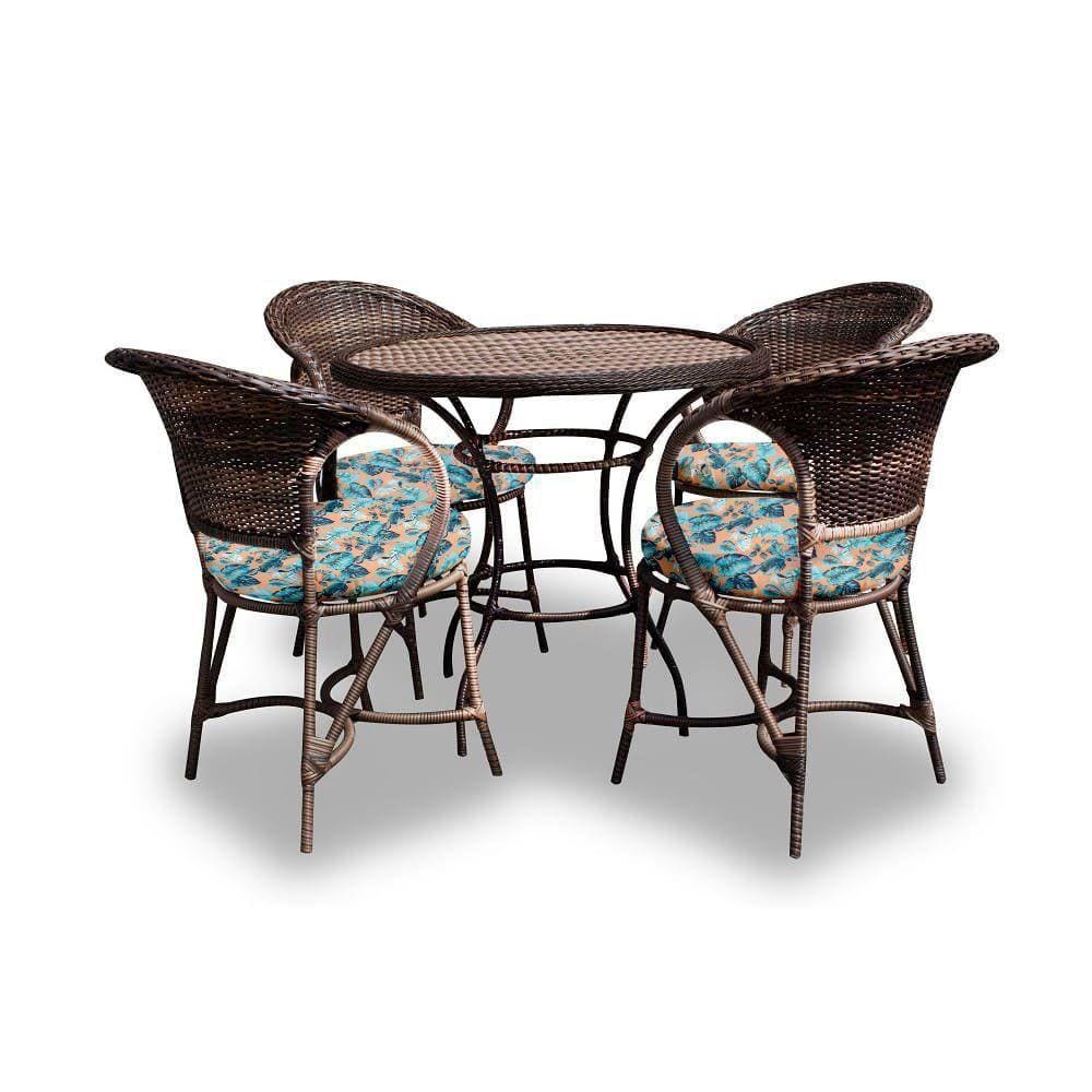 Conjunto De Mesa 4 Poltronas + 1 Mesa Costela De Adão Azul