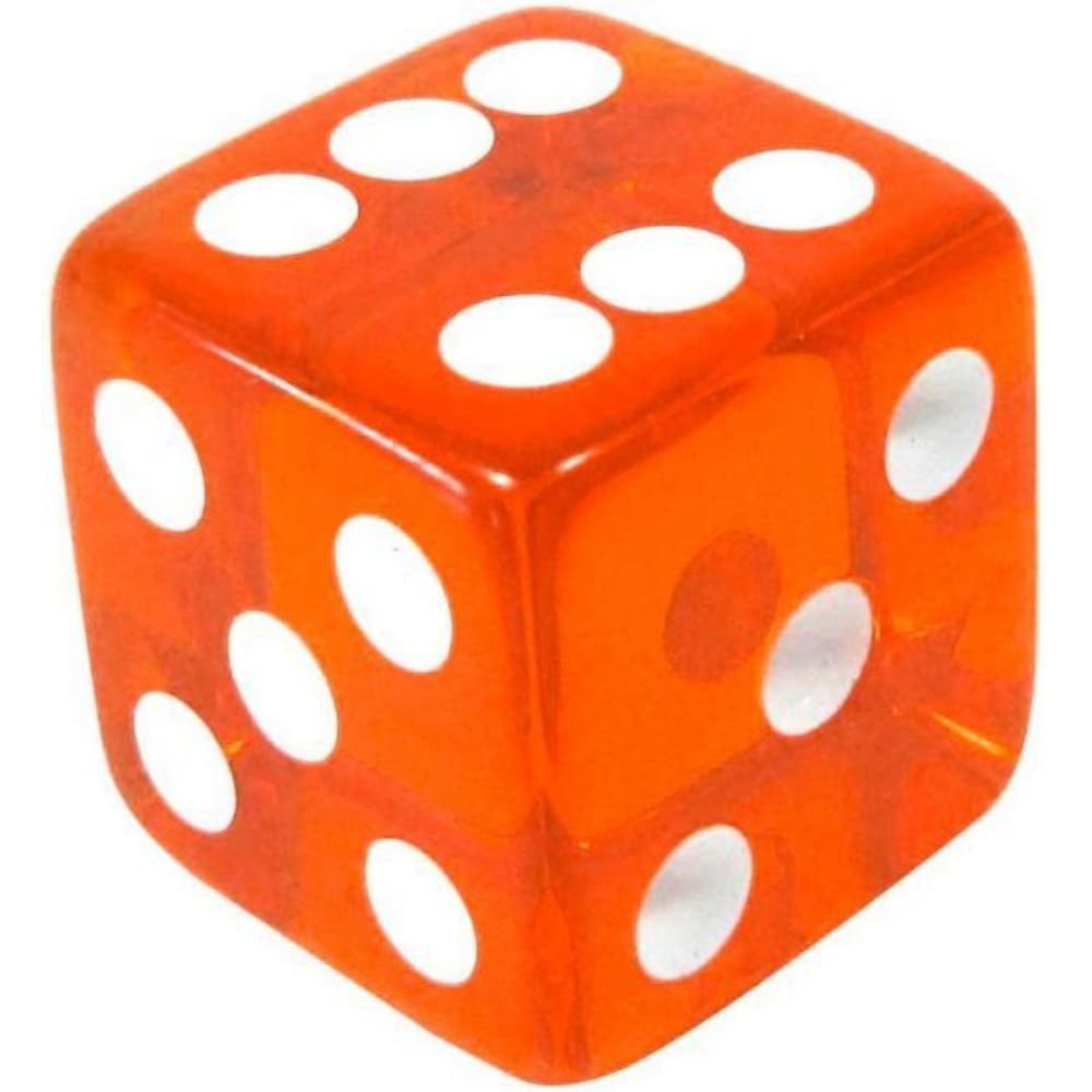 Jogo De Dado 16mm (1,6cm) Laranja Translúcido - EJ Games