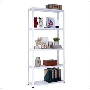 Estante Aço 90 cm Armário Expositor 5 Bandejas Altura Ajustável Organizador Resistente Multiuso Versátil Escritório Sala Quarto Lavanderia -RPM