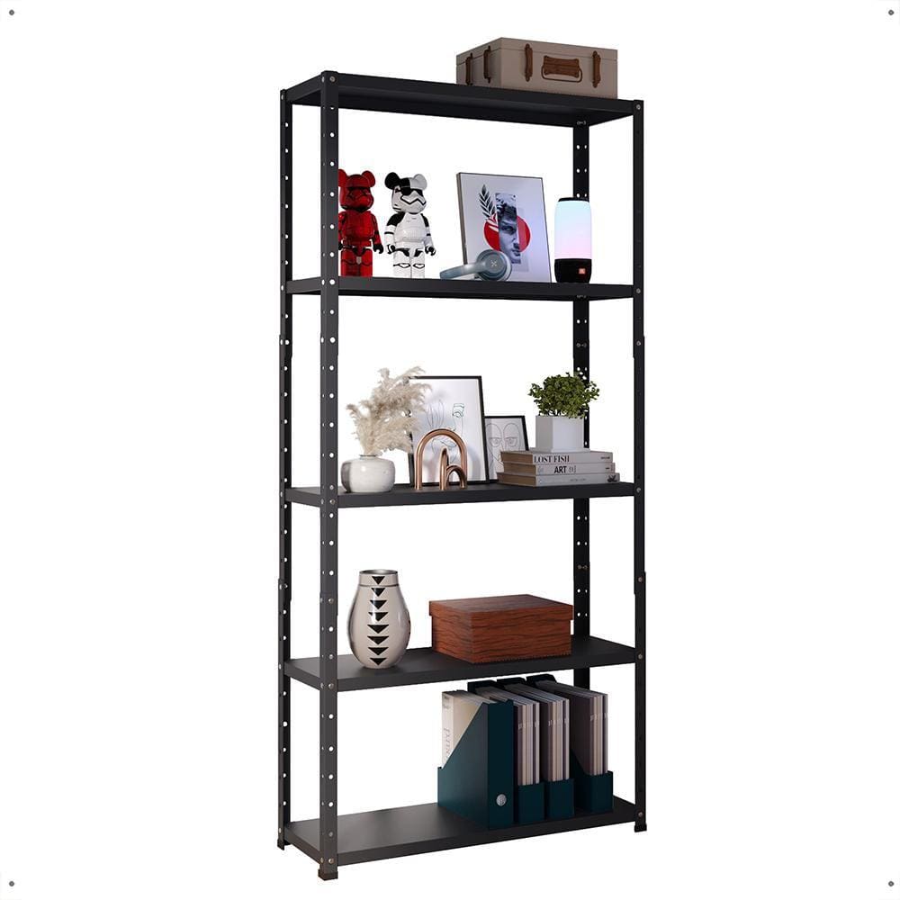 Estante Aço 90 cm Armário Expositor 5 Bandejas Altura Ajustável Organizador Resistente Multiuso Versátil Escritório Sala Quarto Lavanderia -RPM