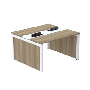 Mesa de Plataforma Dupla para 2 Pessoas Corporativa 120x140/2p Noce Naturalle/Branco