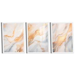 Conjunto De Quadros Trio Abstract Orange Gold -- Br Artes