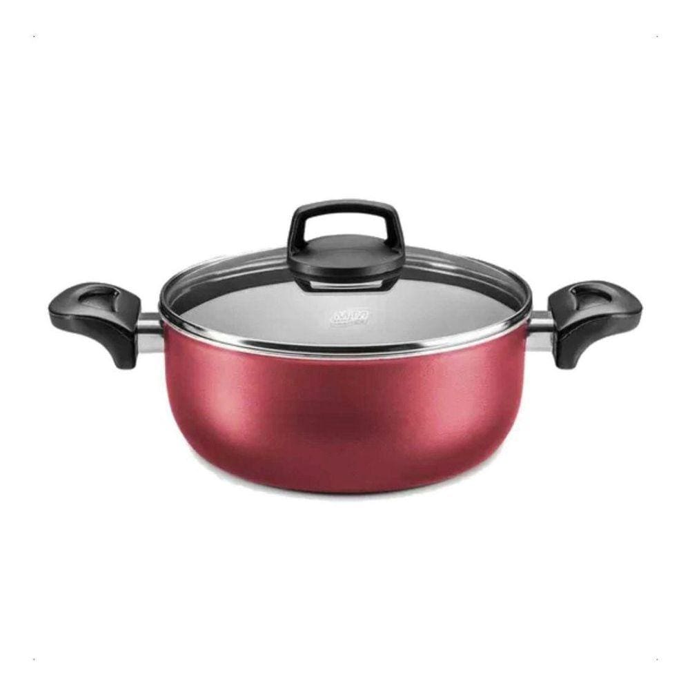 Caçarola Panela Antiaderente Com Tampa De Vidro 18Cm
