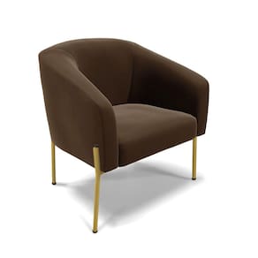 Poltrona Pé de Ferro Dourado Sala de Estar Stella Suede Marrom D03 - D`Rossi