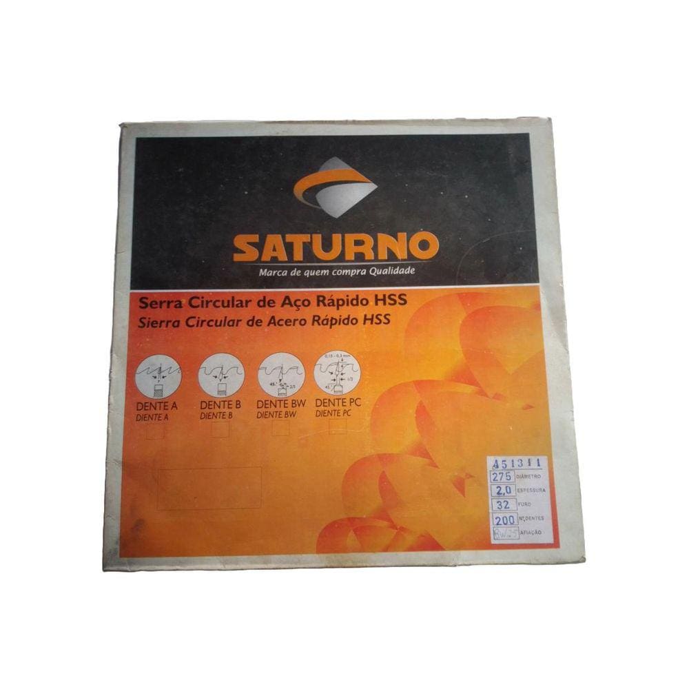 Serra Circular Aço Rápido Hss 275 X 2,0 X 32 Mm 200 Z