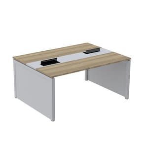 Mesa de Plataforma Dupla para 2 Pessoas Corporativa 140x140/2p Grafito/Branco
