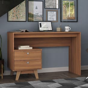 Mesa Escrivaninha Doha 2 Gavetas 120 Cm Nogal Espresso Nogal