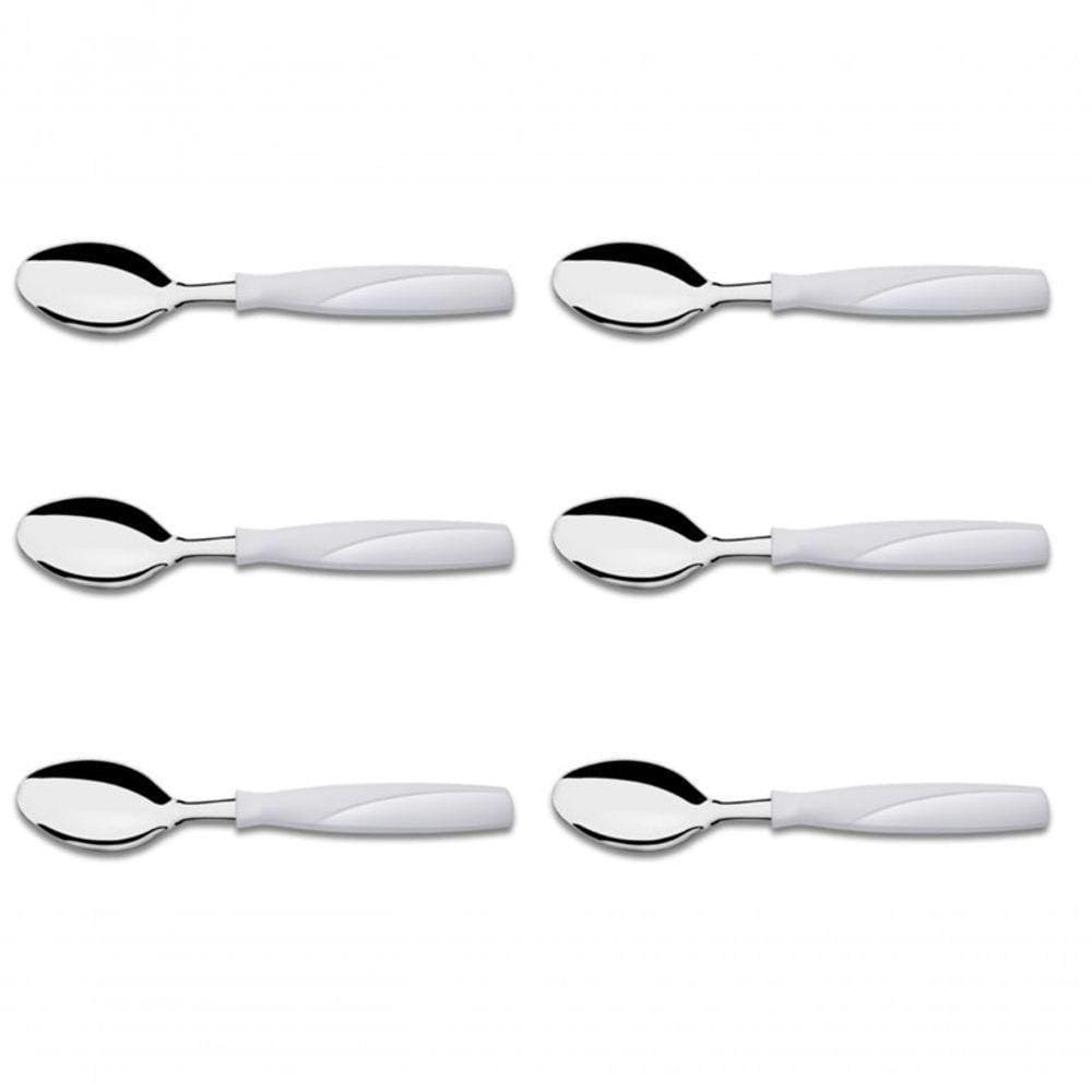 Kit 6 Colher De Mesa Aço Inox Branco Brinox
