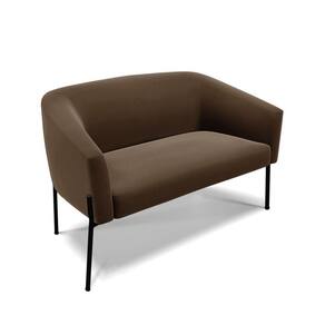 Sofá Namoradeira 2 Lugares Pé de Ferro Preto Stella Suede Marrom D03 - D`Rossi