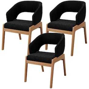 Kit 03 Cadeiras De Jantar E Estar Living Estofada Lince L02 Bouclê Preto