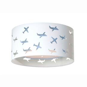 Luminária Infantil Plafon Aviões Duplo 30x16cm Azul/Branco