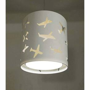Lustre Pendente Infantil Aviões 25x25cm Caqui/Branco