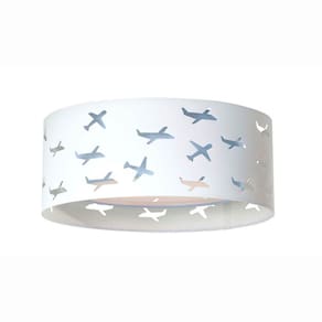 Luminária Infantil Plafon Aviões Duplo 40x16cm Azul/Branco