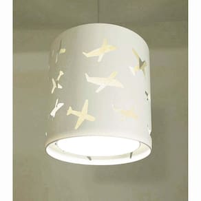Lustre Pendente Infantil Aviões 25x25cm Cru/Branco