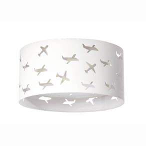 Luminária Infantil Plafon Aviões Duplo 30x16cm Branco/Branco