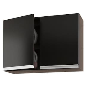Armário De Parede área De Serviço E Lavanderia 80cm Com 02 Portas 100% Mdf Preto - Abmaza