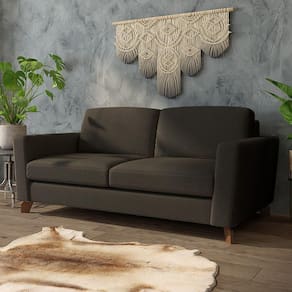 Sofá Sala De Estar Living 3 Lugares 260cm Presley Pés Madeira Linho Marrom G52 - Gran Belo