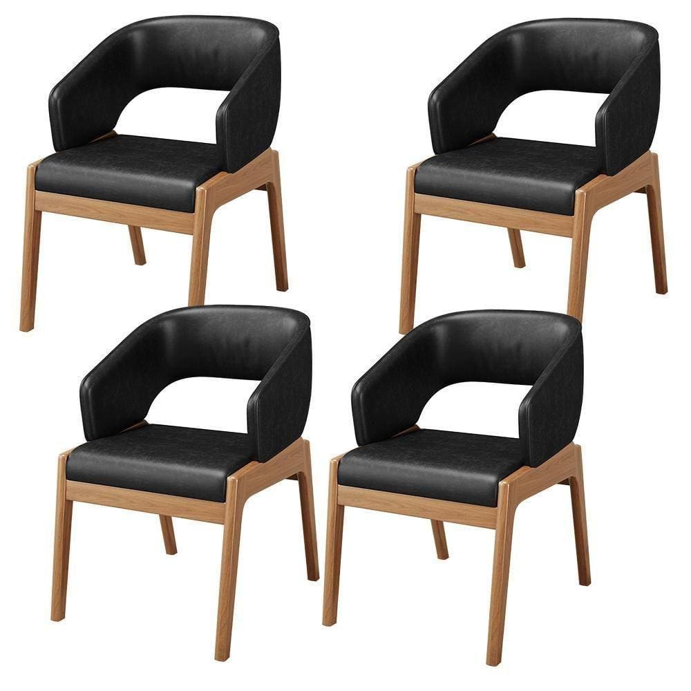 Kit 04 Cadeiras De Jantar E Estar Living Estofada Lince L02 Couríssimo Preto - Lyam Decor
