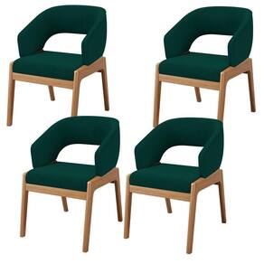 Kit 04 Cadeiras De Jantar E Estar Living Estofada Lince L02 Bouclê Verde - Lyam Decor