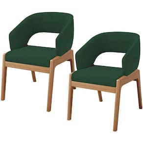 Kit 02 Cadeiras De Jantar E Estar Living Estofada Lince L02 Suede Verde Musgo