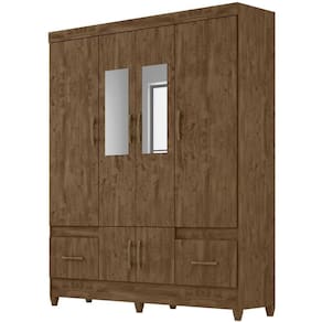 Guarda Roupa Casal 6 Portas Com Espelho 9123 Castanho Wood Moval Castanho Wood