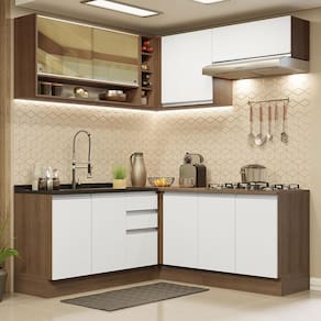 Cozinha Completa 349002 Com Armário E Balcão Rustic/Branco