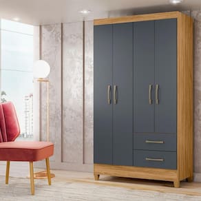 Guarda Roupa Solteiro 4 Portas 9520 Freijo Cinza Moval Freijo Cinza