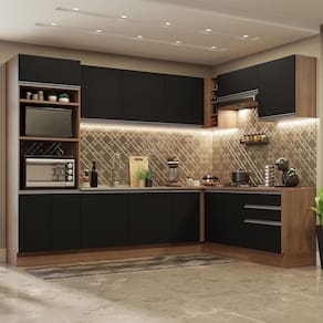 Cozinha Completa 479001 Com Armário E Balcão Rustic/Preto