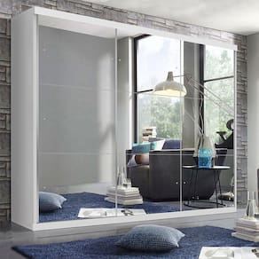 Guarda Roupa Casal 3 Portas De Correr 4 Gavetas E 9 Espelhos Rennes Minastex Branco