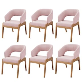 Kit 06 Cadeiras De Jantar E Estar Living Estofada Lince L02 Bouclê Rosê - Lyam Decor