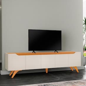 Rack Grecia Para Tv Até 75 Polegadas 4 Portas 1 Gaveta Cor:naturalle/off