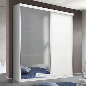 Guarda Roupa Solteiro 2 Portas De Correr 2 Gavetas E 3 Espelhos Salvador Plus Minastex Branco