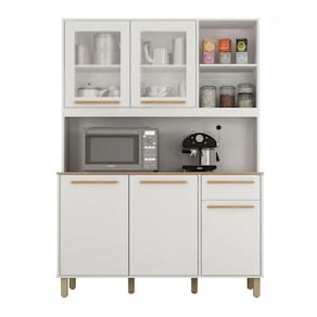 Cozinha Compacta Rubi 5 Portas 1 Gaveta Branco Com Cinamomo Valdemoveis Branco Com Cinamomo