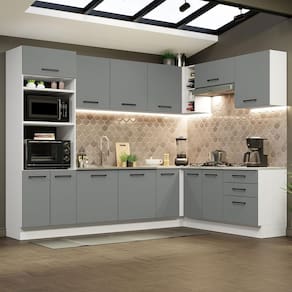Cozinha Completa 479001 Com Armário E Balcão Branco/Cinza
