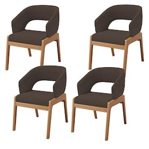 Kit 04 Cadeiras De Jantar E Estar Living Estofada Lince L02 Suede Marrom - Lyam Decor