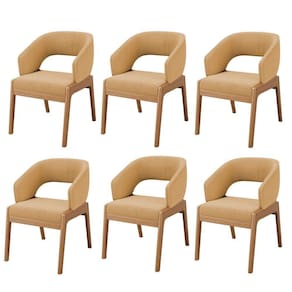 Kit 06 Cadeiras De Jantar E Estar Living Estofada Lince L02 Bouclê Mostarda - Lyam Decor