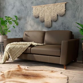Sofá Sala De Estar Living 3 Lugares 200cm Presley Pés Madeira Couro Capuccino G52 - Gran Belo